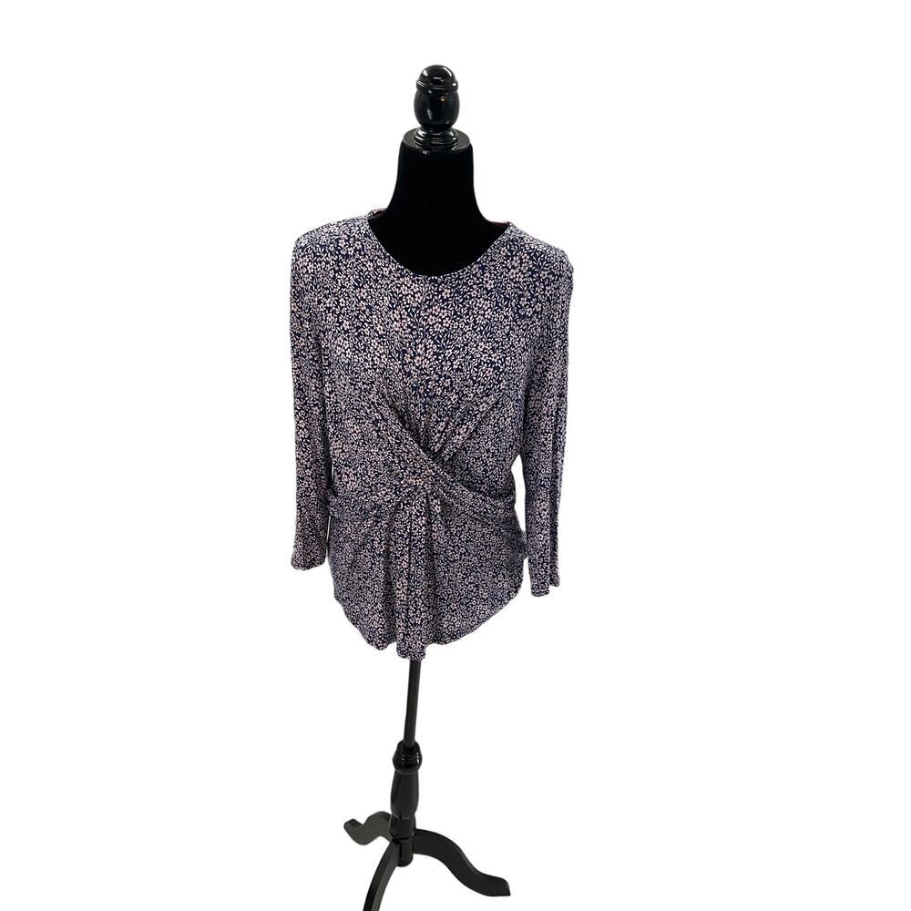 Juice Couture Women's Long-Sleeve Navy/Pink Blouse Large